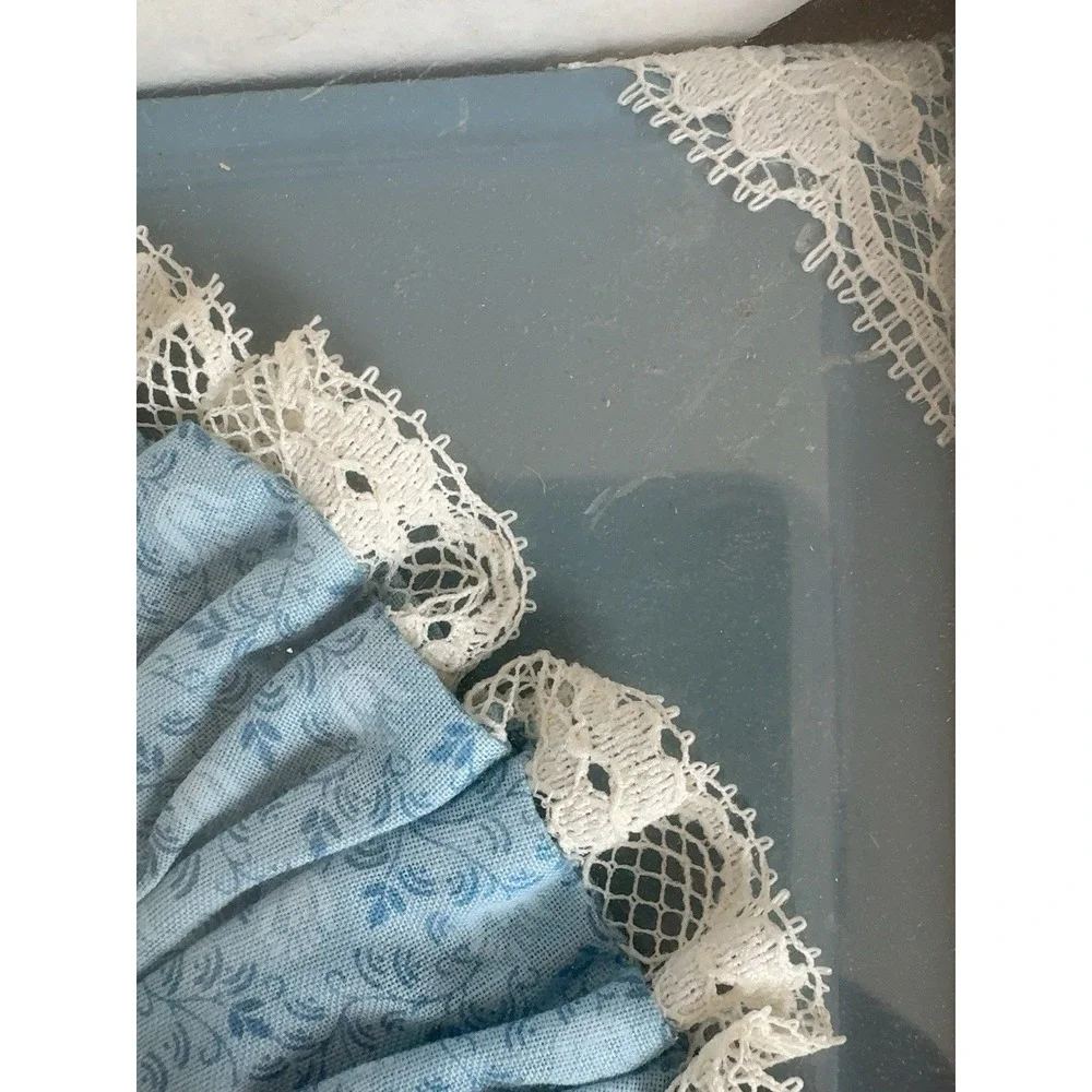 Vintage 5x7 Fabric Picture Frame Blue Floral Lace Cottagecore NOS Sealed USA